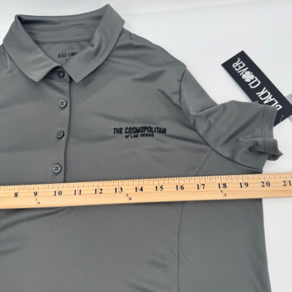 Black Clover Polo Shirt Women Large NEW Gray Golf Live Lucky Cosmopolitan LV - Picture 8 of 9